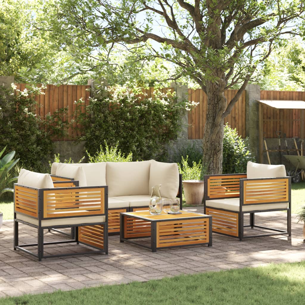 Set Divano da Giardino 5 pz con Cuscini Legno Massello Acacia - homemem39