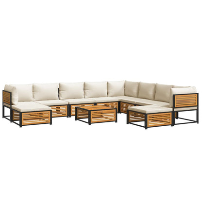 11 pc Garden Sofa Set with Solid Acacia Wood Cushions
