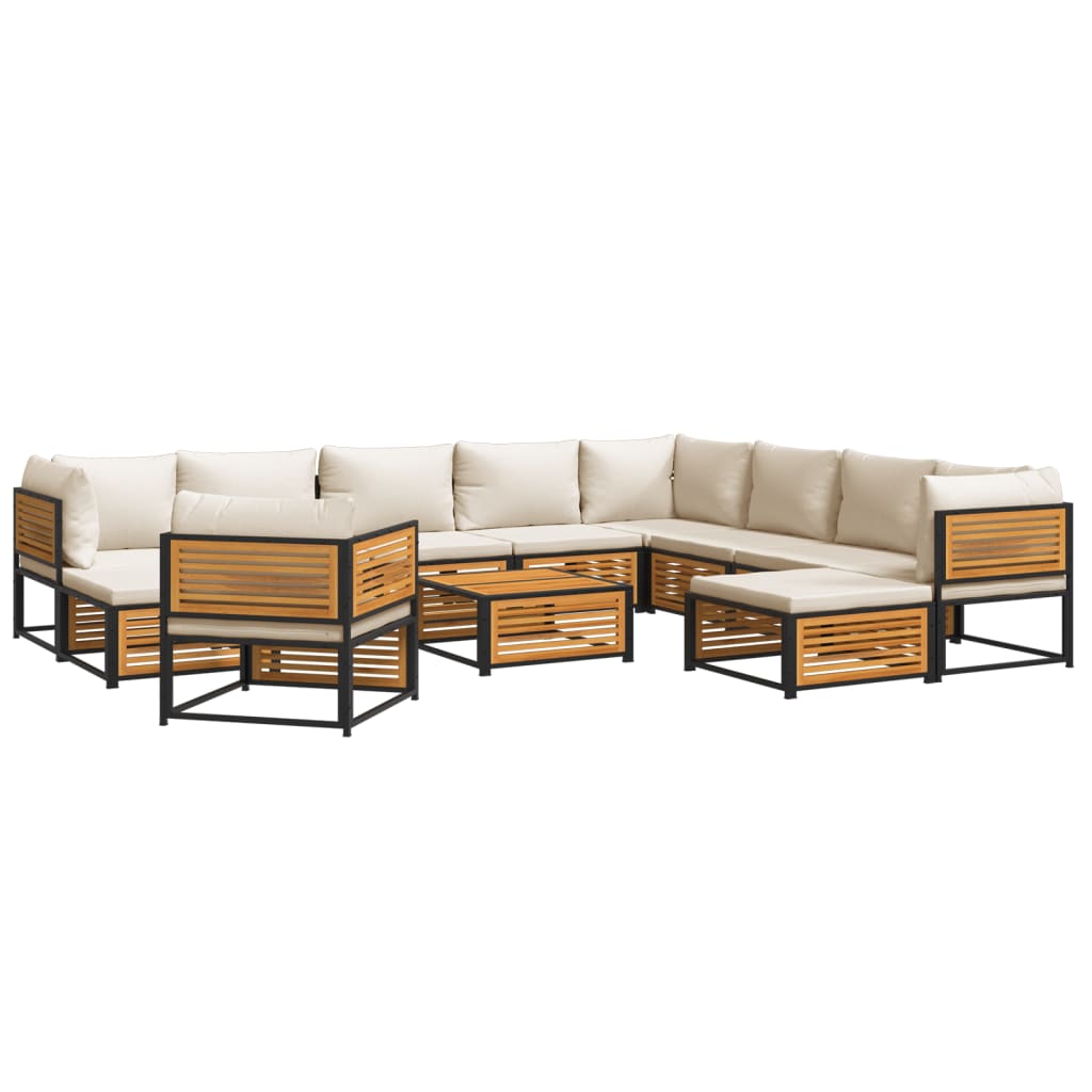 12 pc Garden Sofa Set with Solid Acacia Wood Cushions