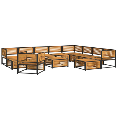 12 pc Garden Sofa Set with Solid Acacia Wood Cushions