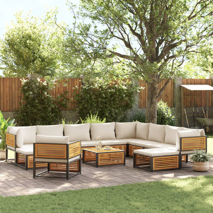 12 pc Garden Sofa Set with Solid Acacia Wood Cushions