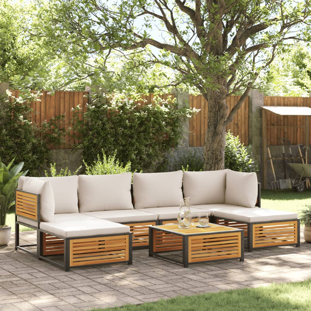 Set Divano da Giardino 7 pz con Cuscini Legno Massello Acacia - homemem39