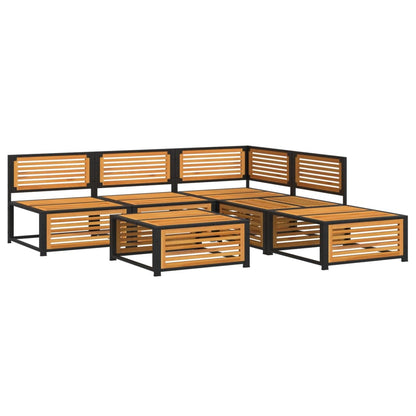 6 pc Garden Sofa Set with Solid Acacia Cushions