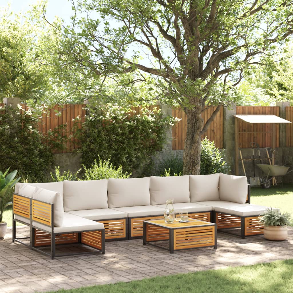 8pc Garden Sofa Set with Solid Acacia Wood Cushions