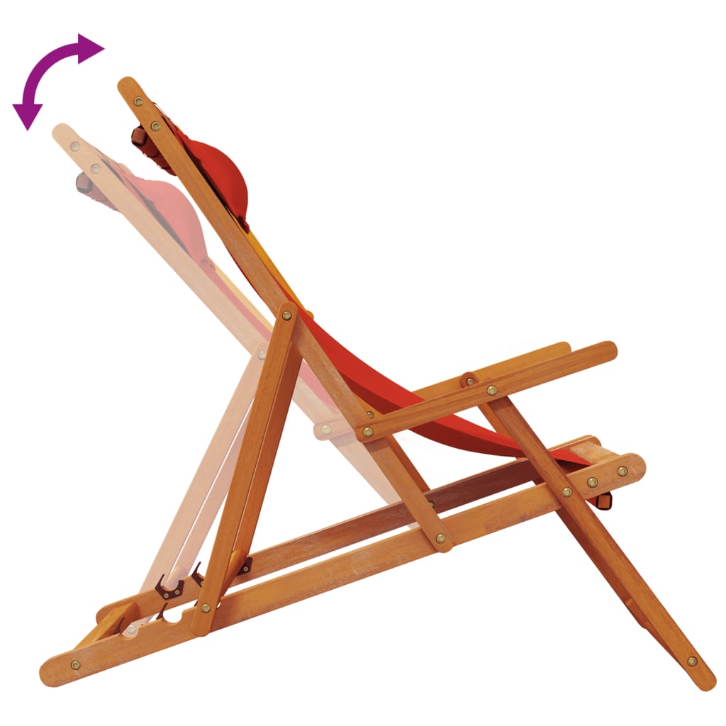 Sedie da Spiaggia Pieghevoli 2 pz in Tessuto Rosso - homemem39