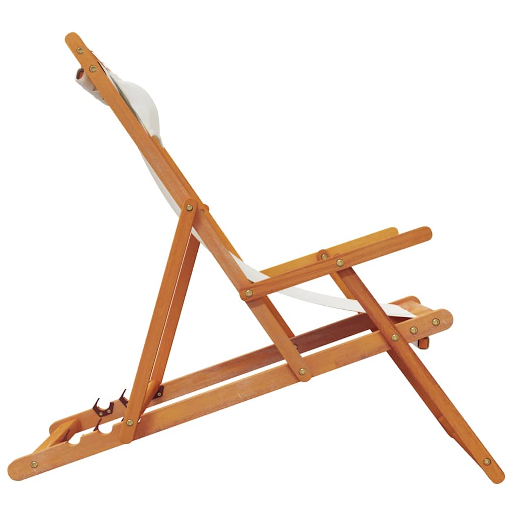 Sedie da Spiaggia Pieghevoli 2 pz Crema in Tessuto - homemem39