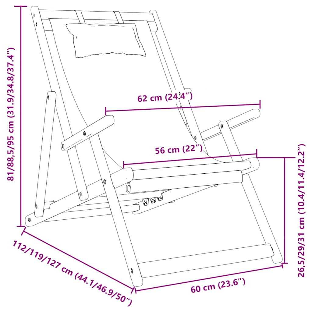 Sedie da Spiaggia Pieghevoli 2 pz Crema in Tessuto - homemem39