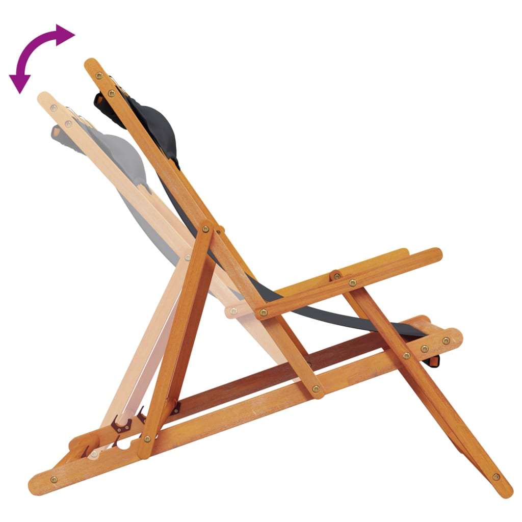 Sedie da Spiaggia Pieghevoli 2 pz in Tessuto Nero - homemem39