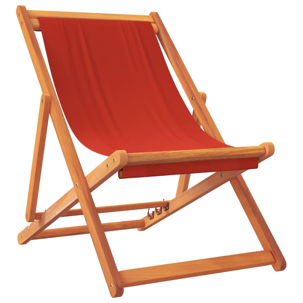 Folding Beach Chairs 2 pcs in Red Fabric