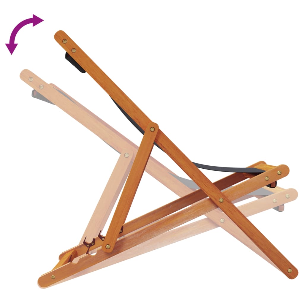 Sedie da Spiaggia Pieghevoli 2 pz in Tessuto Grigio - homemem39