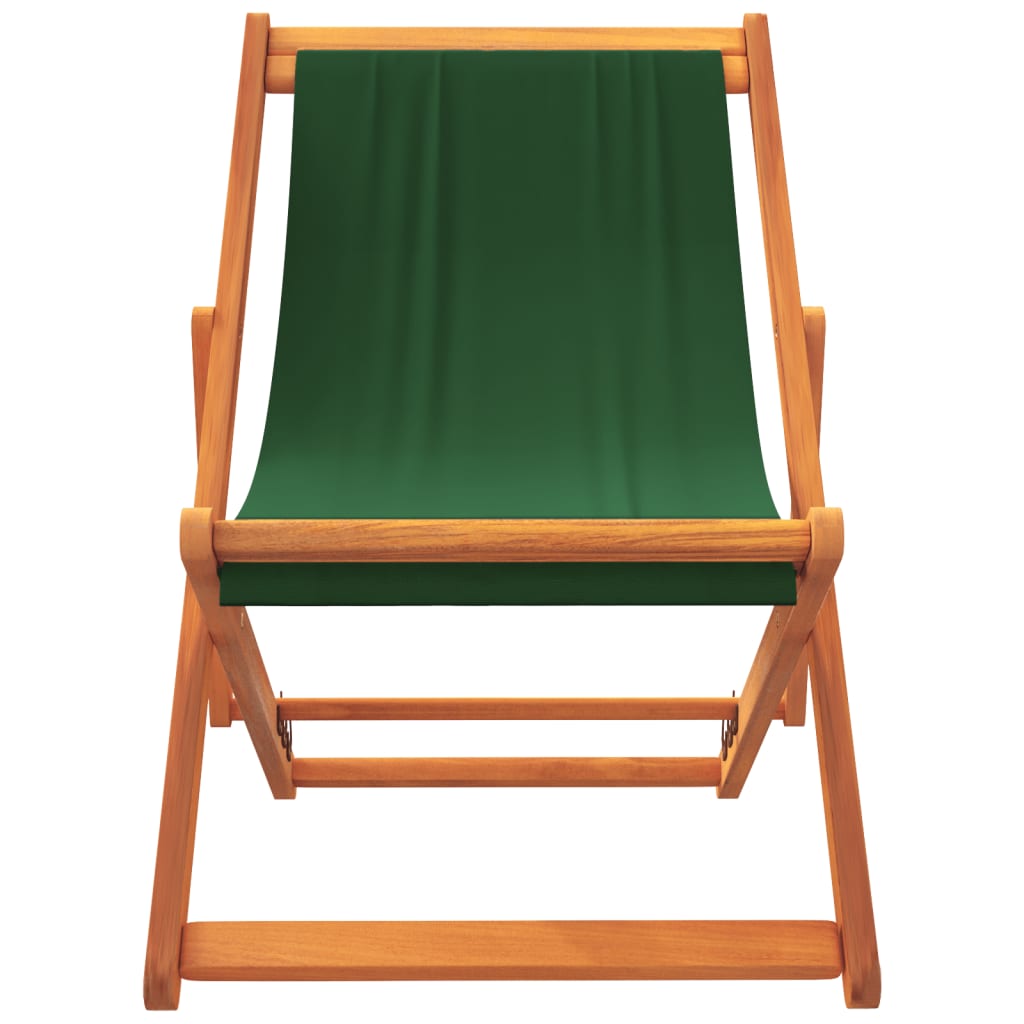 Folding Beach Chairs 2 pcs Green in Fabric