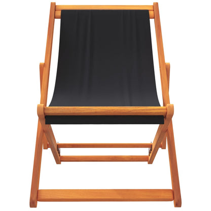Folding Beach Chairs 2 pcs in Black Fabric