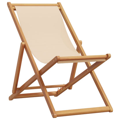 Sedie da Spiaggia Pieghevoli 2 pz Beige in Tessuto e Legno