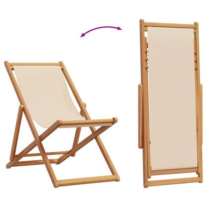 Sedie da Spiaggia Pieghevoli 2 pz Beige in Tessuto e Legno