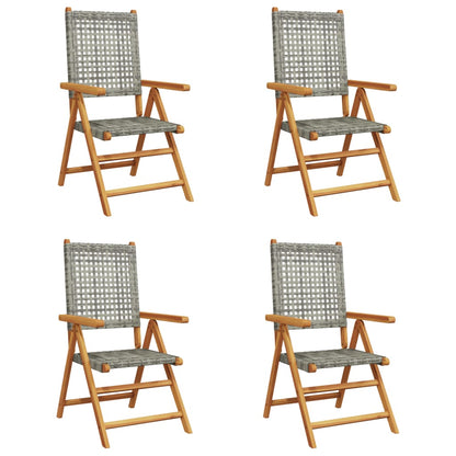 Sedie Giardino Reclinabili 4pz Grigie Polyrattan Legno Massello - homemem39