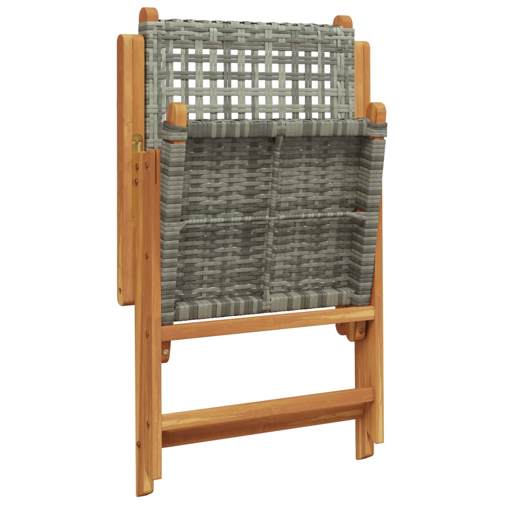 Sedie Giardino Reclinabili 4pz Grigie Polyrattan Legno Massello