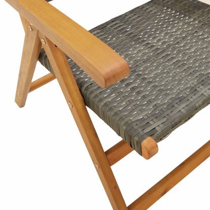 Reclining Garden Chairs 6pcs Gray Polyrattan Solid Wood