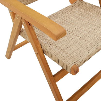 Sedie Giardino Reclinabili 6pz Beige Polyrattan Legno Massello