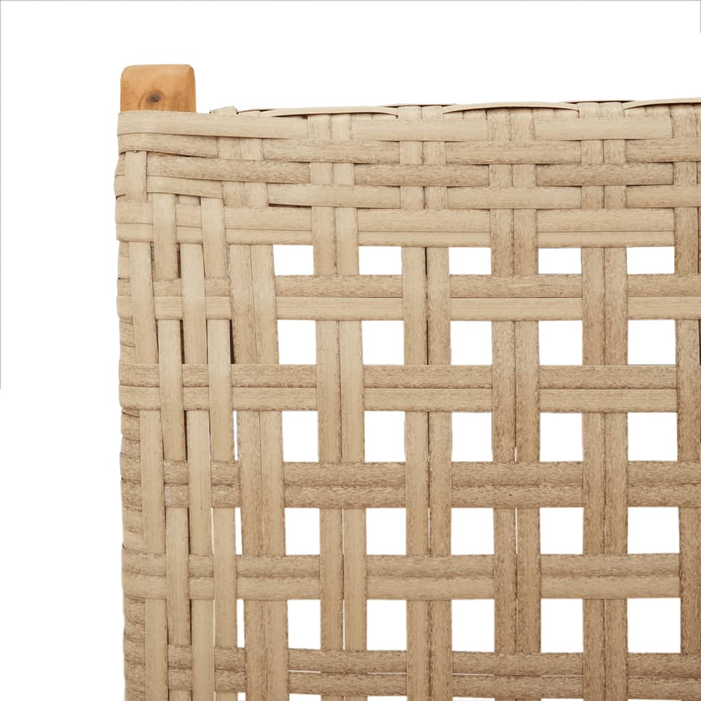 Sedie Giardino Reclinabili 6pz Beige Polyrattan Legno Massello