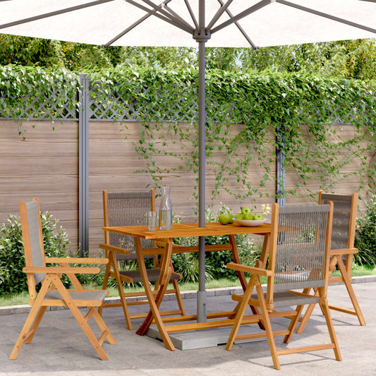 Reclining Garden Chairs 4pcs Gray Solid Acacia Wood
