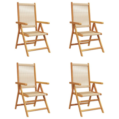 Sedie da Giardino Reclinabili 4pz Beige Legno Massello Acacia