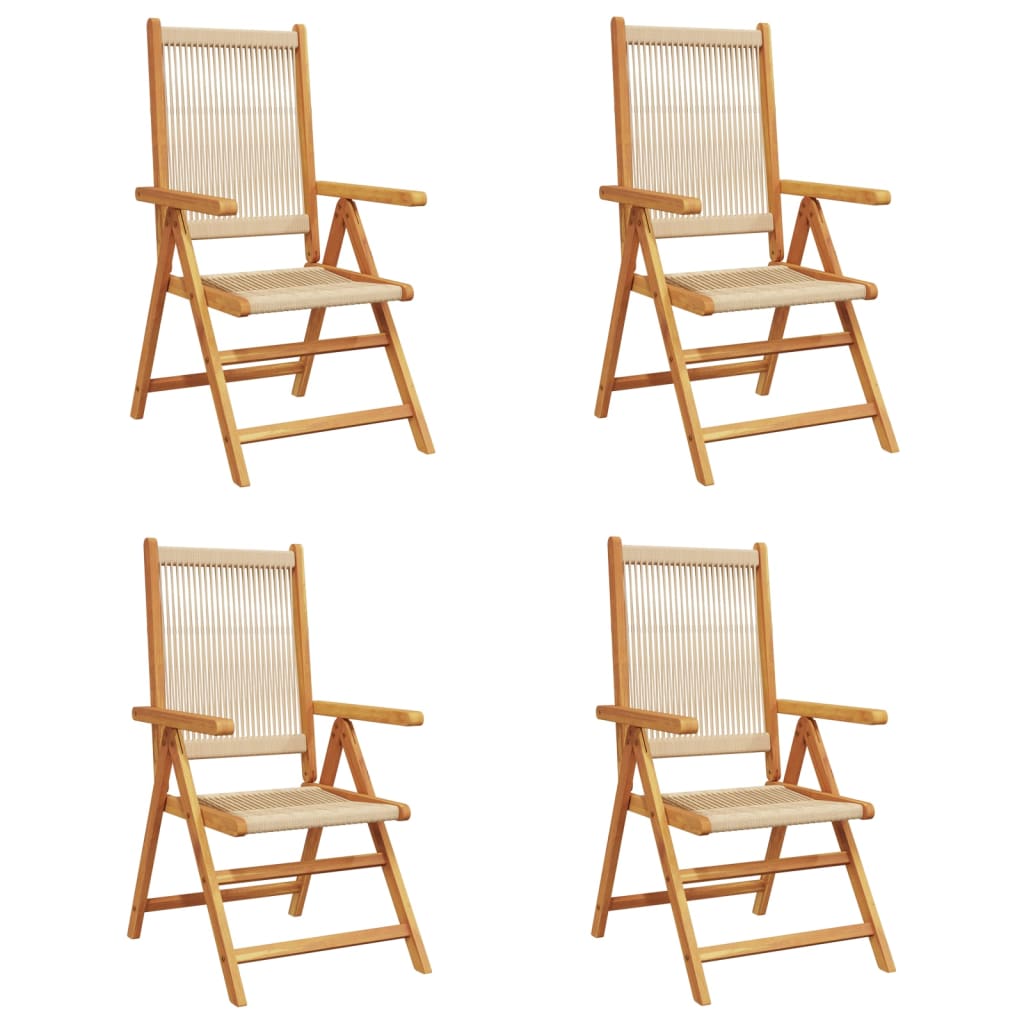 Sedie da Giardino Reclinabili 4pz Beige Legno Massello Acacia - homemem39