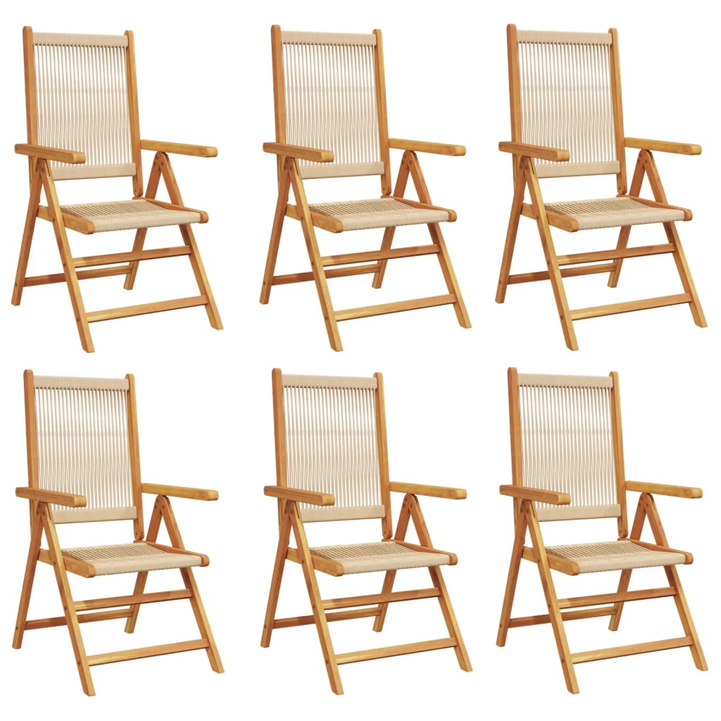 Reclining Garden Chairs 6pcs Beige Solid Acacia Wood
