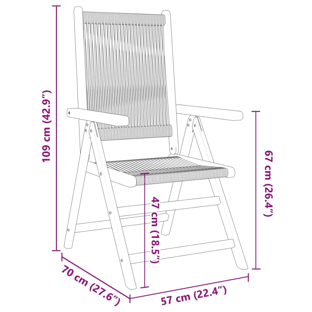 Sedie da Giardino Reclinabili 6pz Beige Legno Massello Acacia