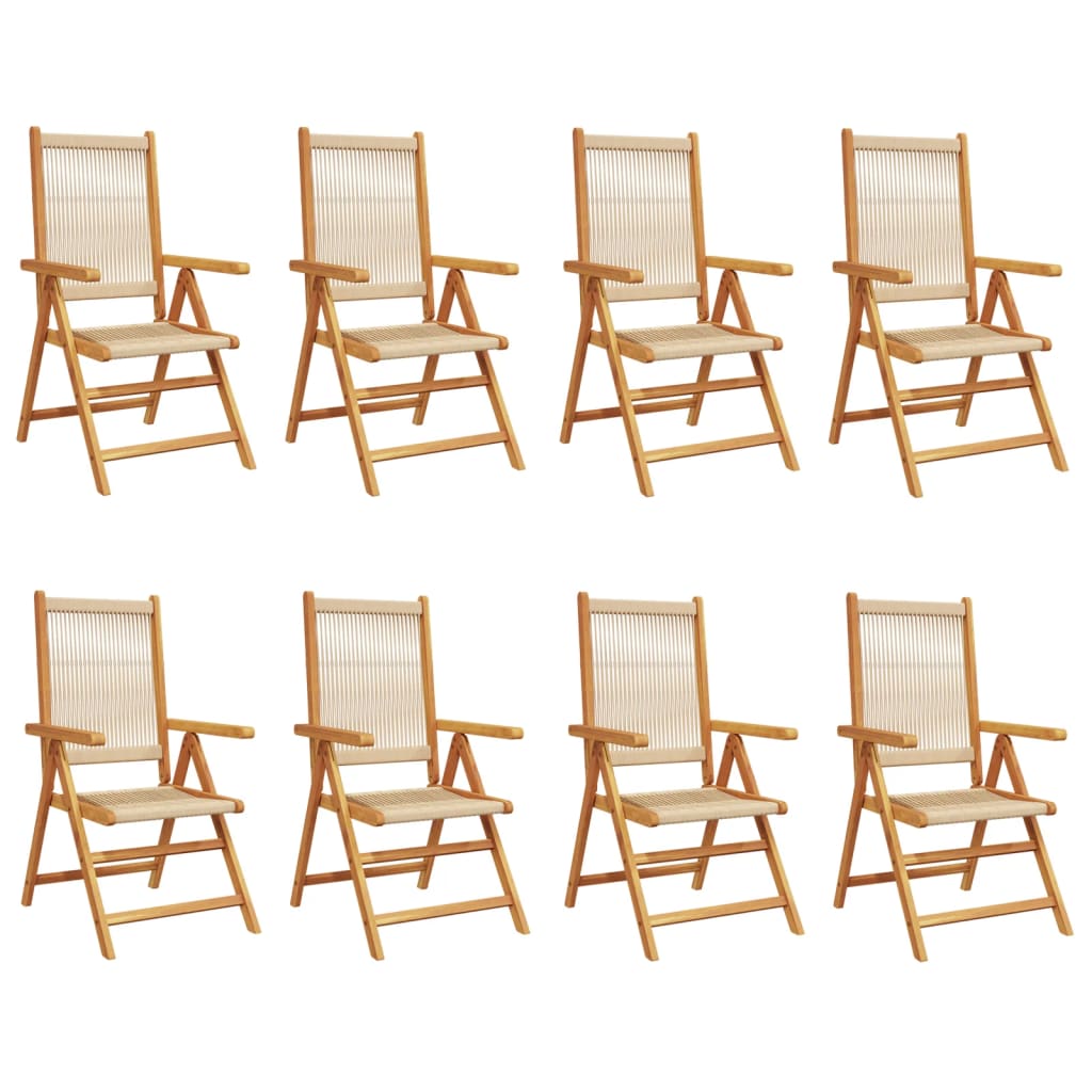 Sedie da Giardino Reclinabili 8pz Beige Legno Massello Acacia