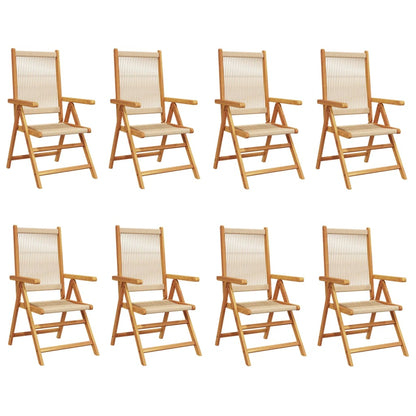 Reclining Garden Chairs 8pcs Beige Solid Acacia Wood