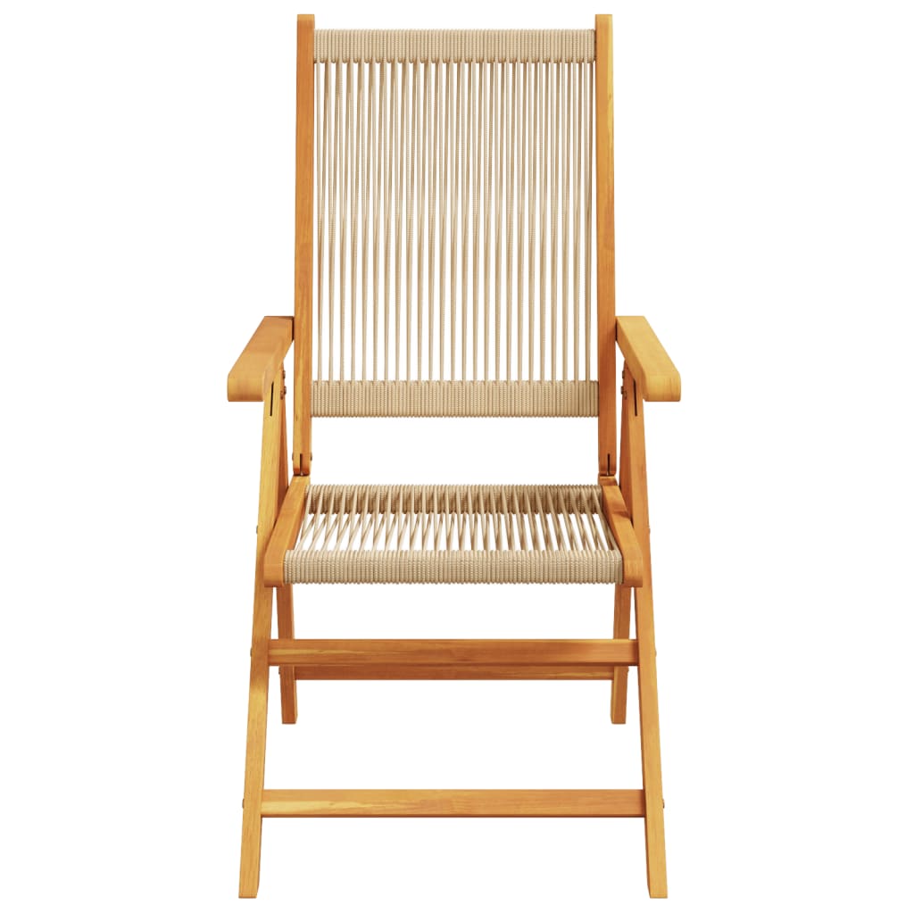 Reclining Garden Chairs 8pcs Beige Solid Acacia Wood