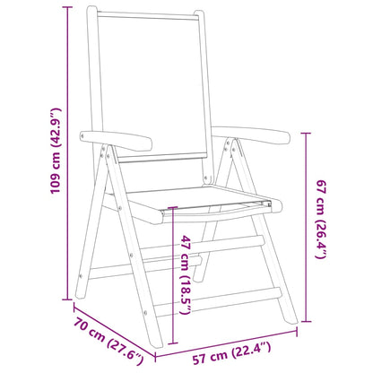 Sedie da Giardino Reclinabili 8pz Bianco Crema Tessuto e Legno