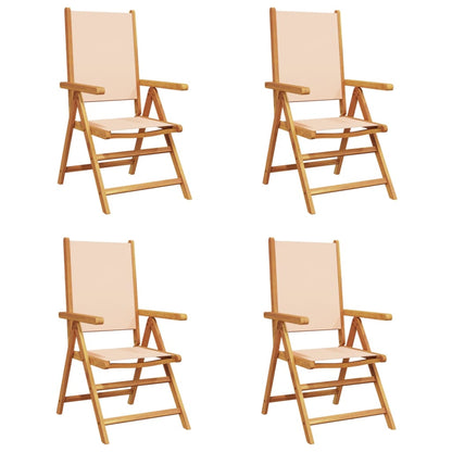 Sedie Giardino Reclinabili 4 pz Beige Tessuto e Legno Massello