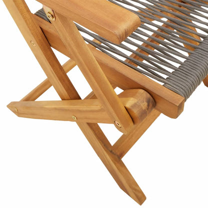 Sedie da Giardino Pieghevoli 4pz Grigie Legno Massello Acacia - homemem39