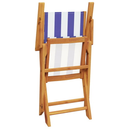 Folding Garden Chairs 6pcs Blue and White Fabric and Wood