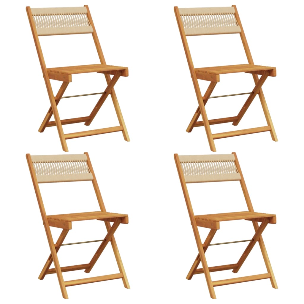 Sedie da Giardino Pieghevoli 4pz Beige Legno Massello di Acacia