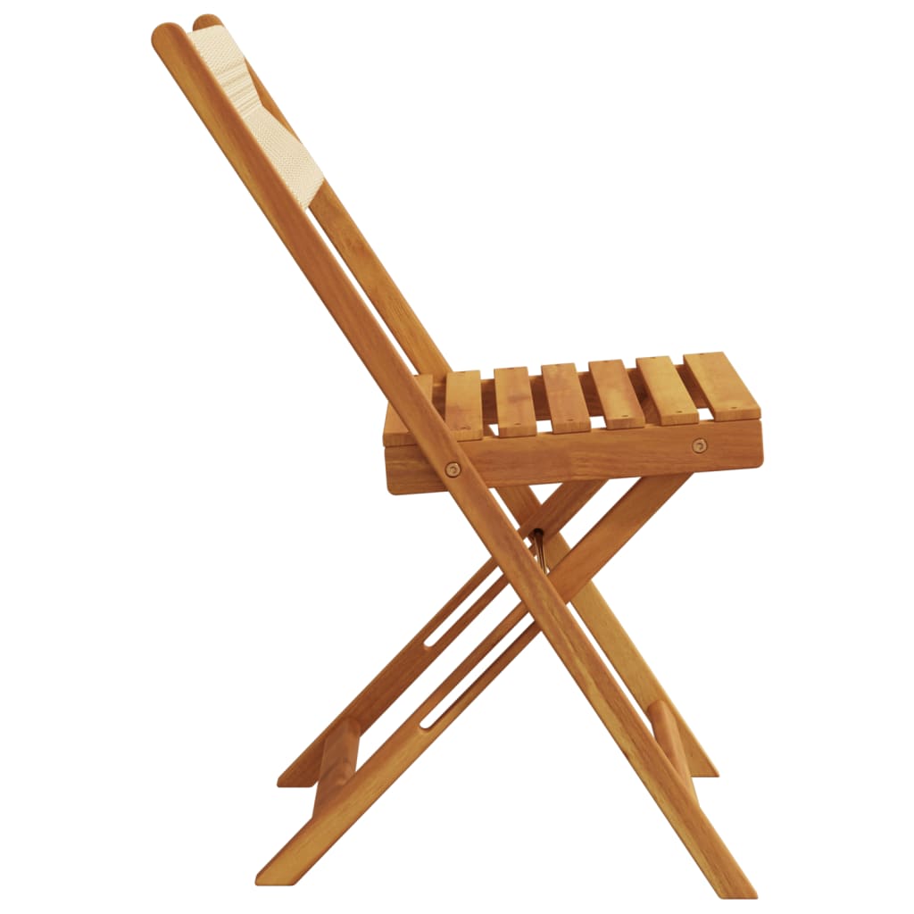 Sedie da Giardino Pieghevoli 4pz Beige Legno Massello di Acacia