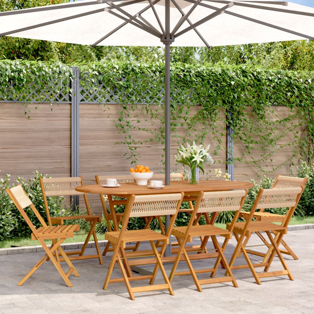 Sedie da Giardino Pieghevoli 8pz Beige Legno Massello di Acacia - homemem39