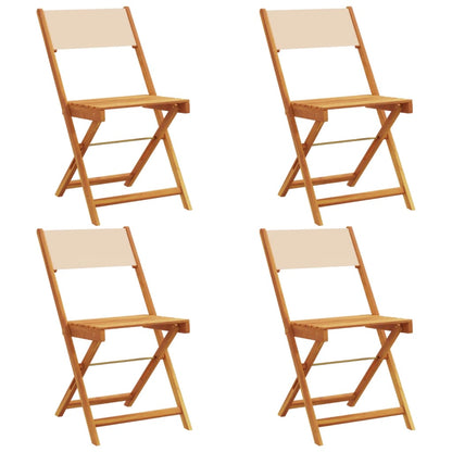 Sedie da Giardino Pieghevoli 4pz Beige Tessuto e Legno Massello