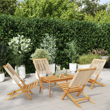 Sedie da Giardino Pieghevoli 4pz Beige Legno Massello di Acacia