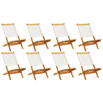 Folding Garden Chairs 8pcs Cream White Fabric and Wood