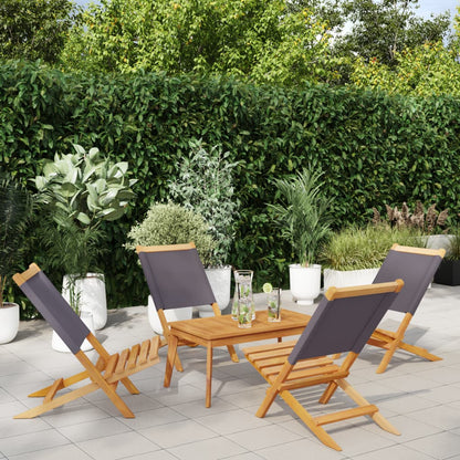 Folding Garden Chairs 4pcs Anthracite Solid Wood Fabric