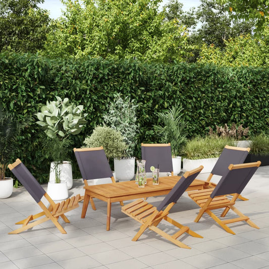 Folding Garden Chairs 6pcs Anthracite Solid Wood Fabric