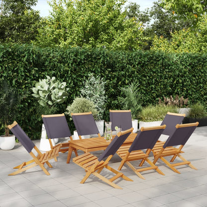 Folding Garden Chairs 8pcs Anthracite Solid Wood Fabric