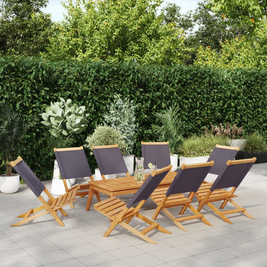 Folding Garden Chairs 8pcs Anthracite Solid Wood Fabric