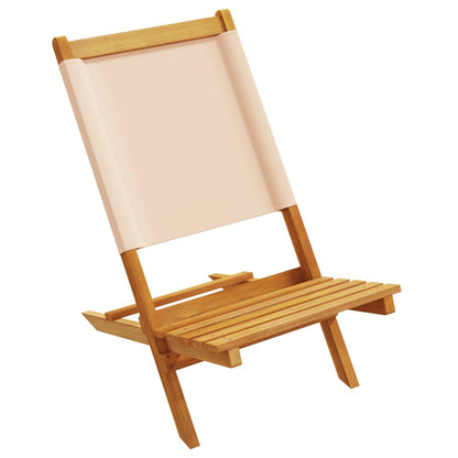 Sedie da Giardino Pieghevoli 4pz Beige Tessuto e Legno Massello