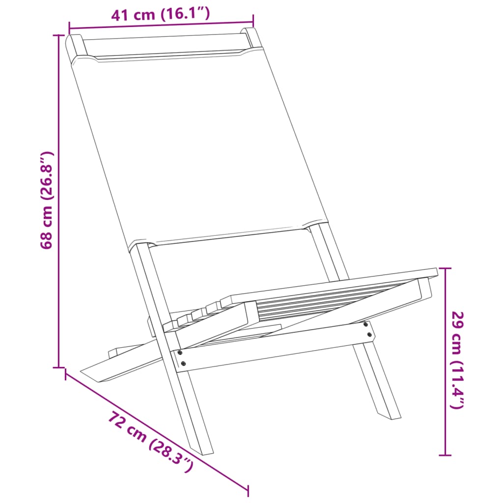 Sedie da Giardino Pieghevoli 4pz Beige Tessuto e Legno Massello