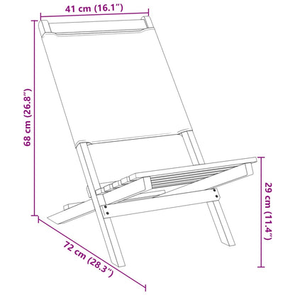 Sedie da Giardino Pieghevoli 4pz Beige Tessuto e Legno Massello