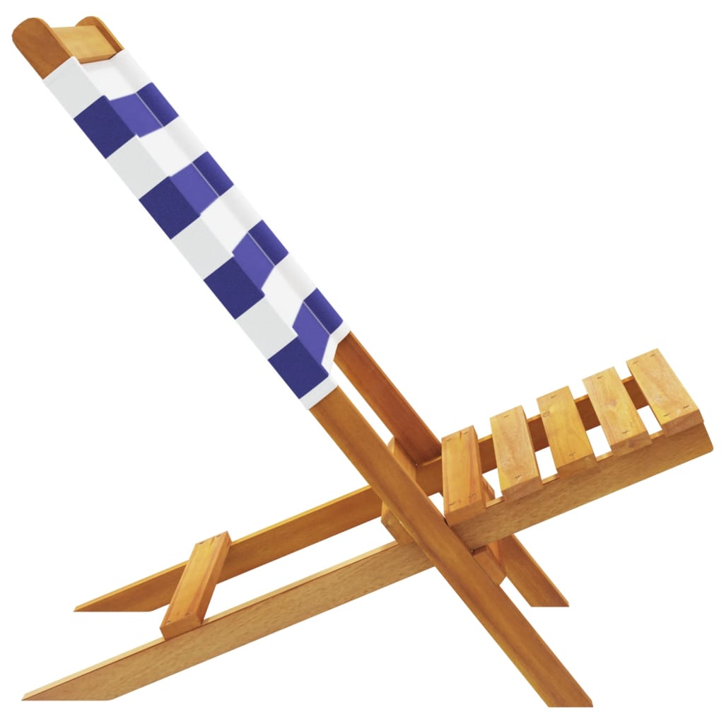 Sedie da Giardino Pieghevoli 4pz Blu e Bianco Tessuto e Legno - homemem39