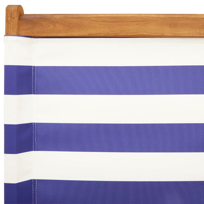 Sedie da Giardino Pieghevoli 4pz Blu e Bianco Tessuto e Legno - homemem39